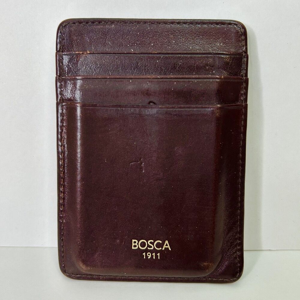 Bosca 1911 Men`s Leather Card/Notes Wallet Holder and Magnetic Money Clip